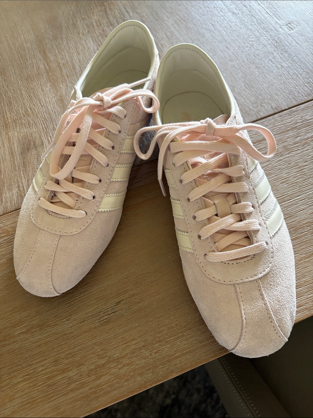 Adidas Tokyo Pink Suede Lace-Up Sneakers with Cream Stripes